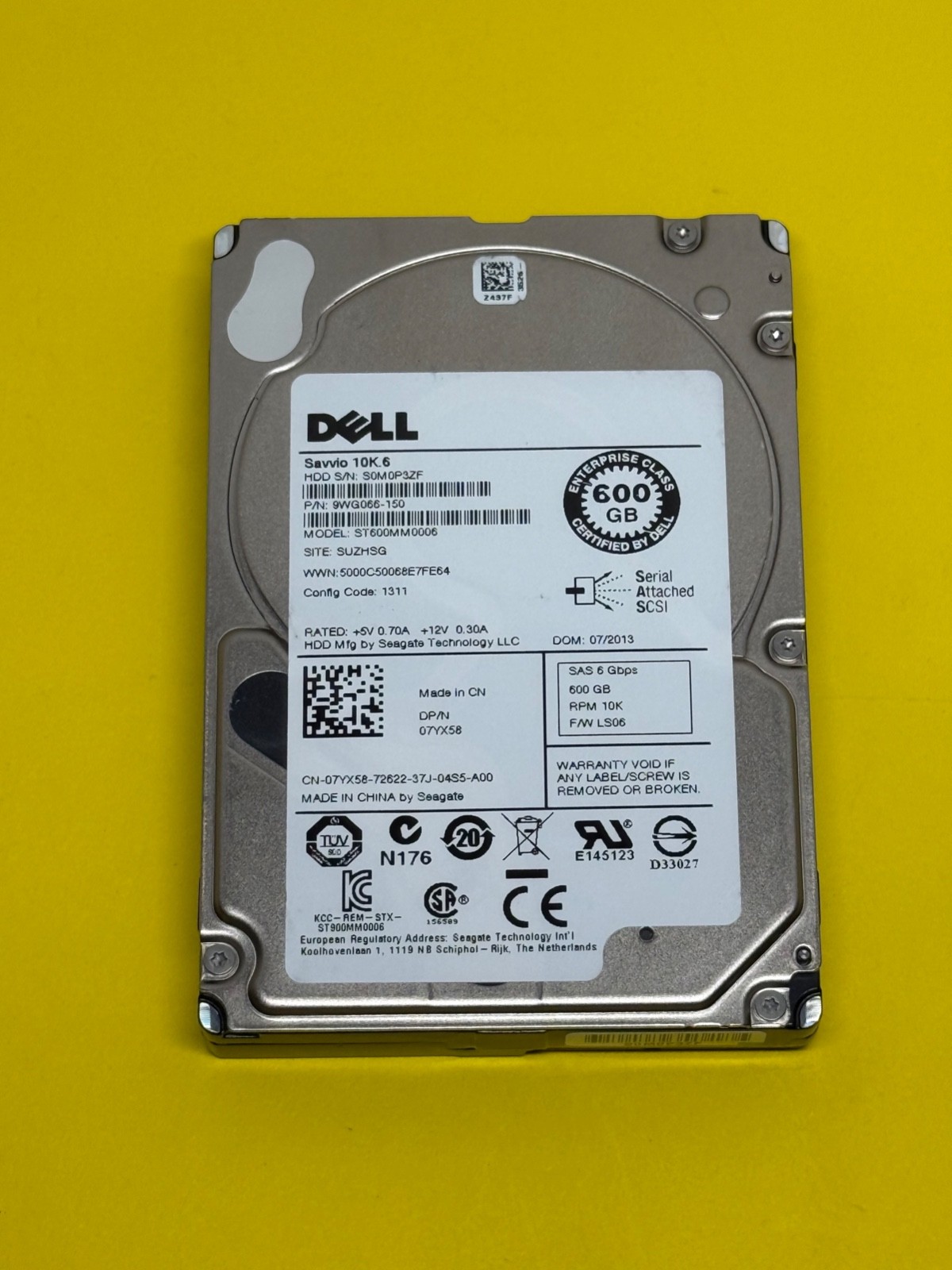 Dell ST600MM0006 600GB 10K SAS 2.5” SAS 6Gbps 9WG066-150 07YX58/7YX58