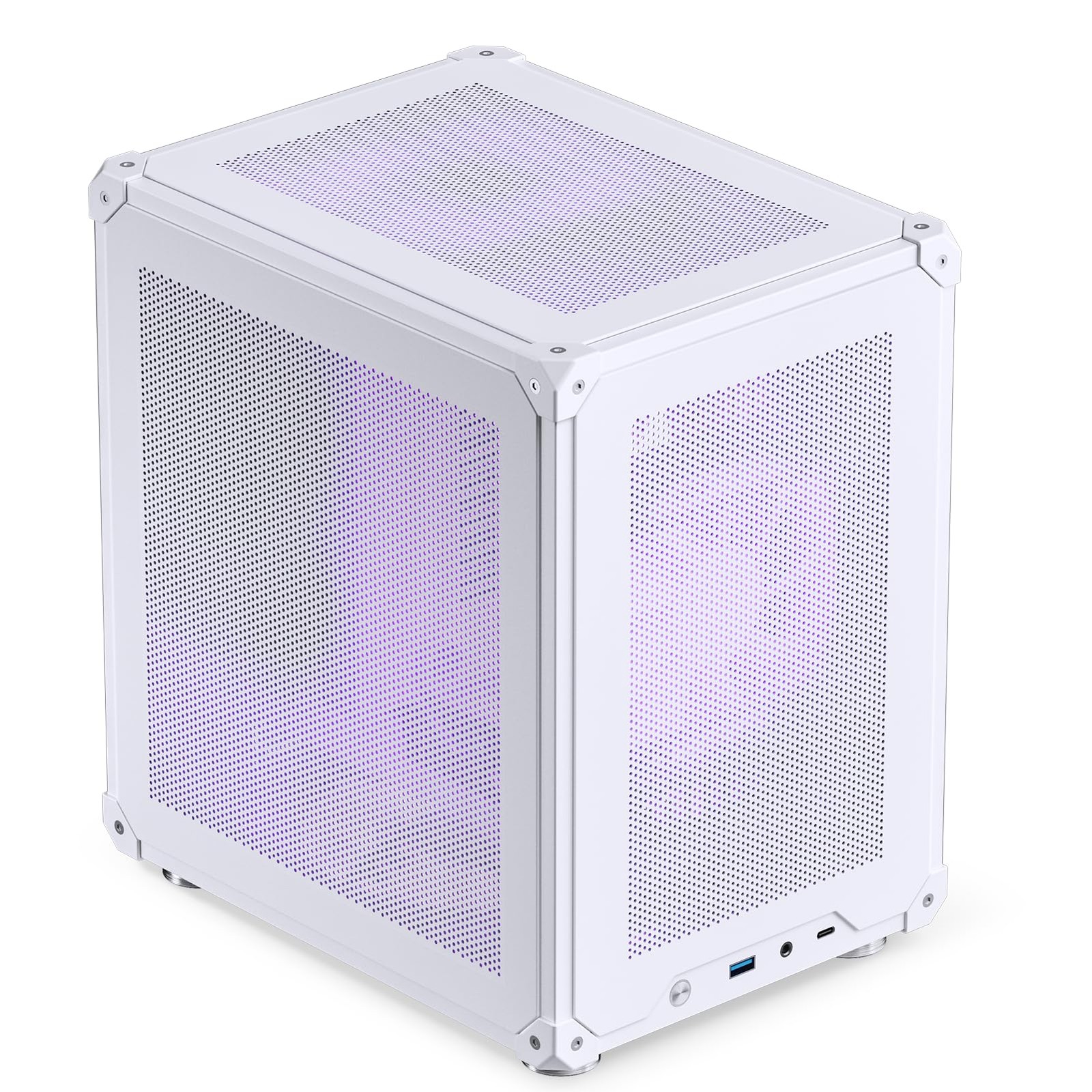 C6 White Mini MATX Mesh Case,Simple Compact Desktop Micro ATX Chassis,Upper C...