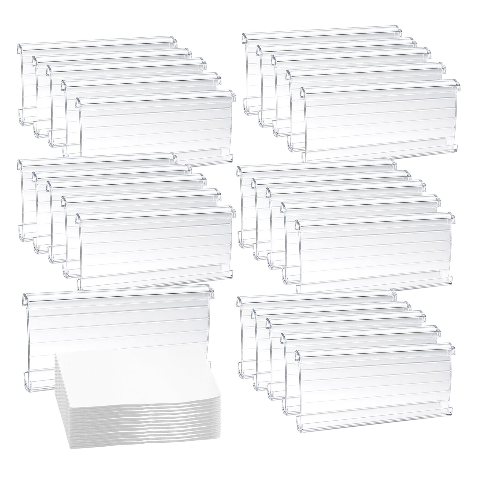 100Pcs Plastic Wire Shelf Label Holders with Insert 3" x 1.25" Clear Price Ta...