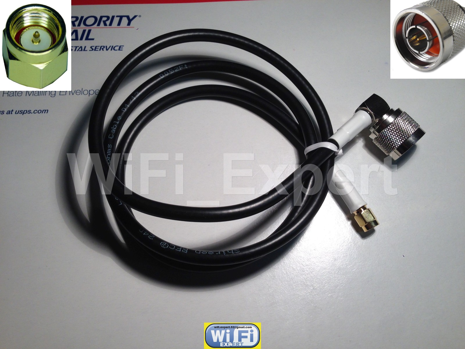 1-25' N right angle Male to SMA plug Male pin Jumper Pigtail Cable RFC195 USA