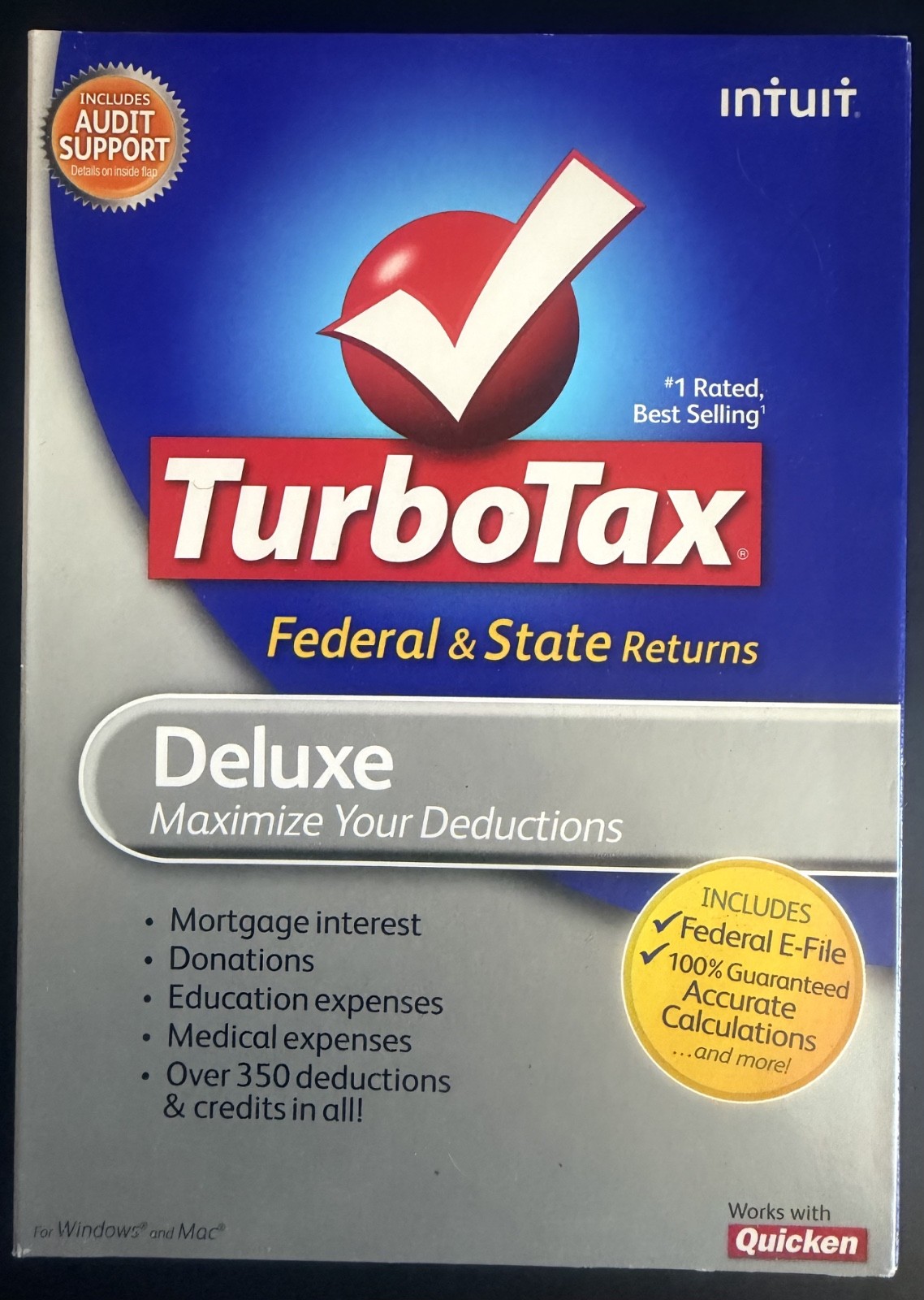 USED TurboTax Deluxe Federal + State 2009 CD for Windows and Mac