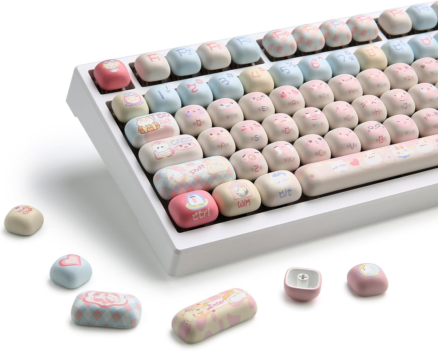 YUNZII Pink Ice Cream MOG Profile Dye-Sub PBT Keycaps Set (Pink Kitten)