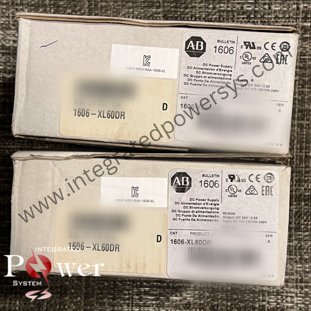 NEW AB 1606-XL60DR, Power Supply, 60W, 24VDC Output, 1PH, 240VAC, 375VDC