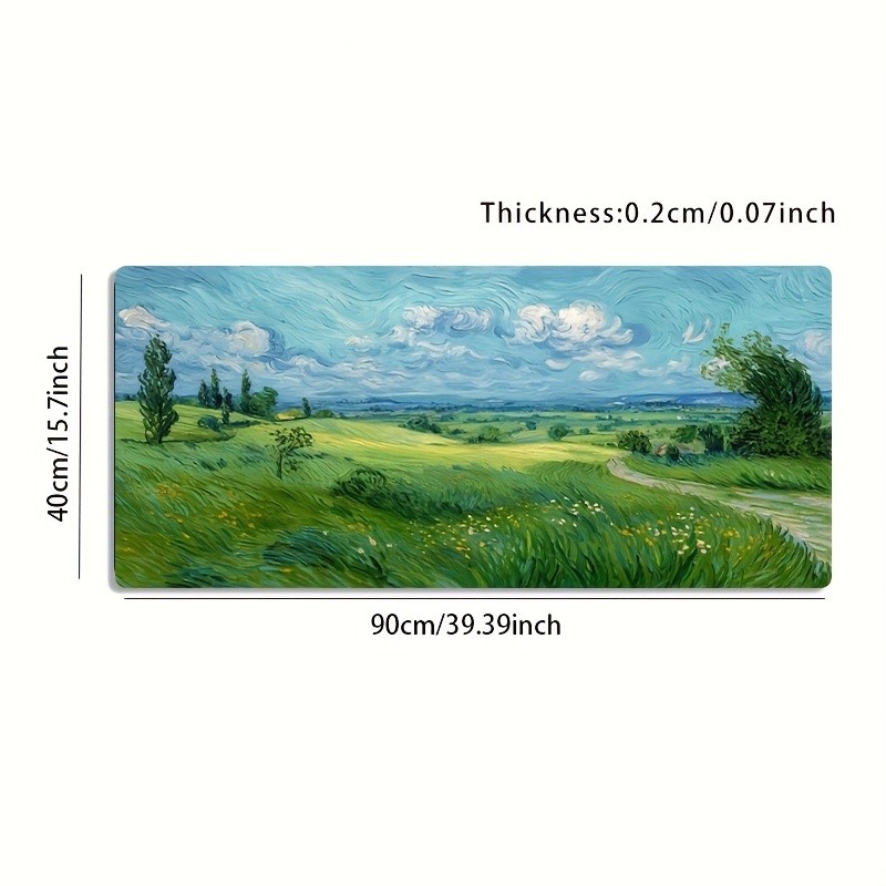 A Large Gaming Mouse Pad Featuring a Pastoral Landscape Oil Painting Design, w