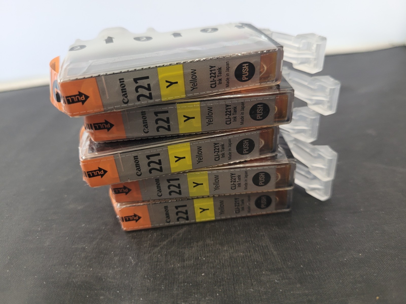 GENUINE CANON 221 YELLOW INK CARTRIDGE Five Pack