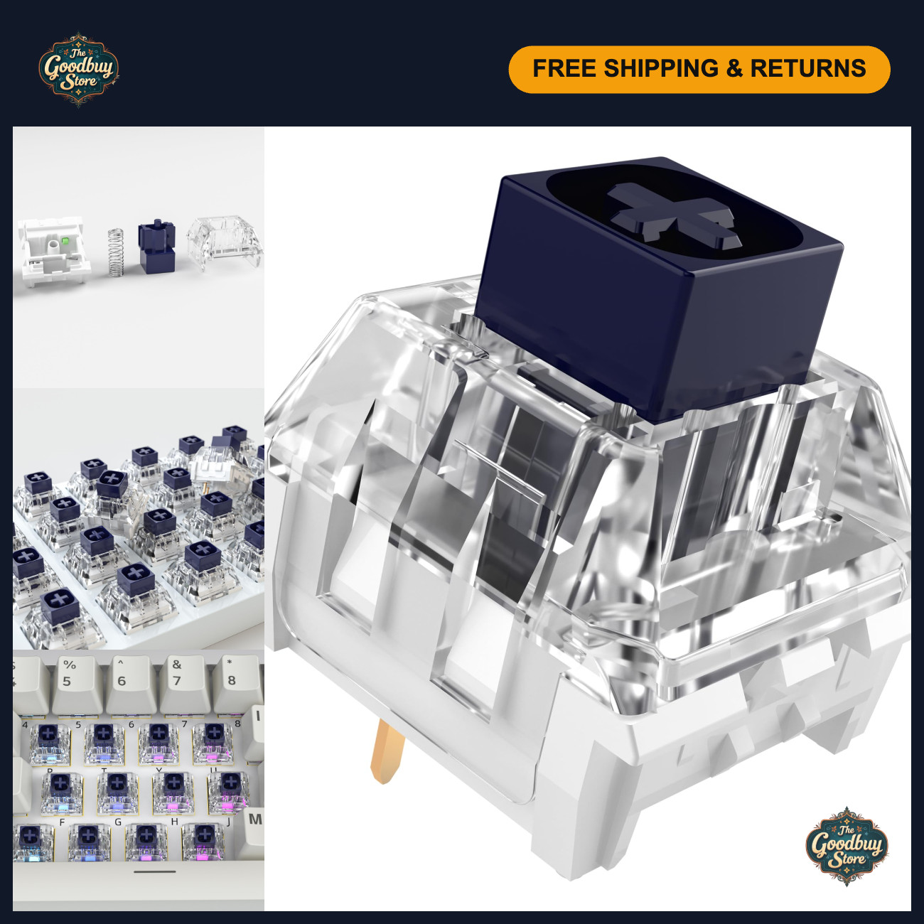 60gf Clicky Mechanical Keyboard Switches - 72 Pcs IP56 Waterproof & Dustproof