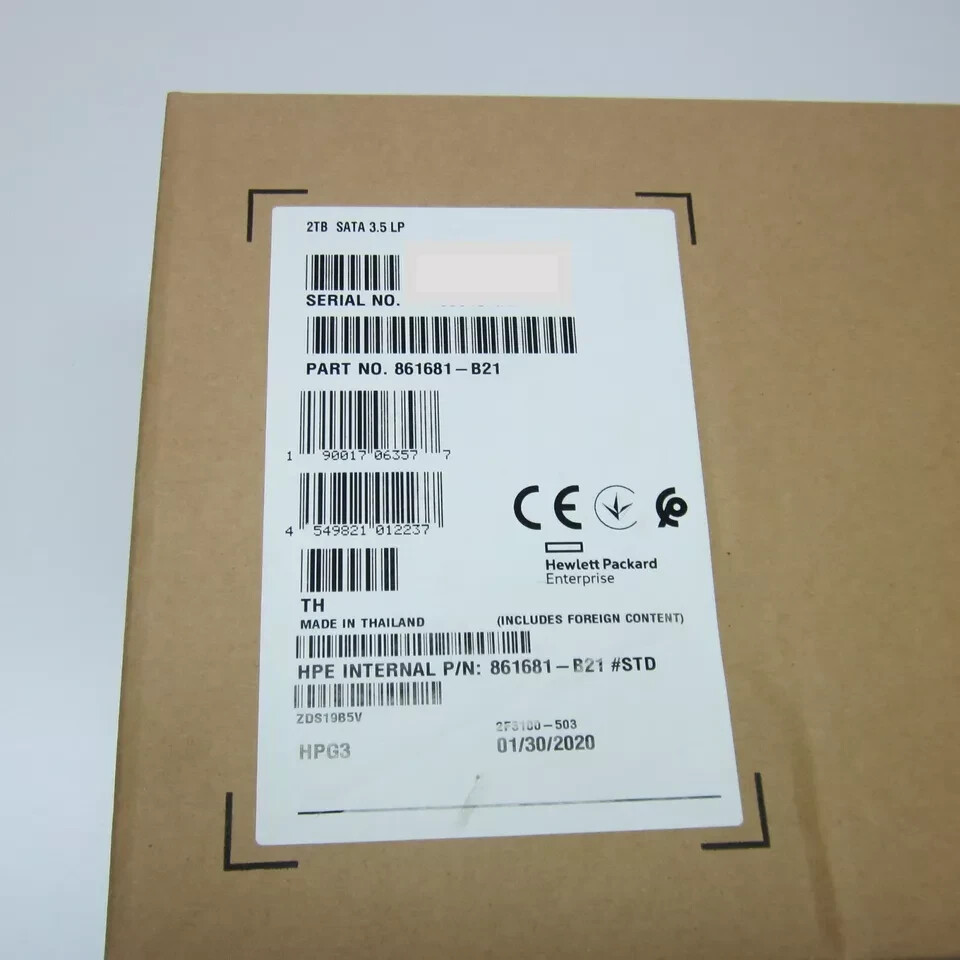 HPE 861681-B21 862132-001 2TB 7.2K SATA 6G 3.5" SC Midline HDD Server Hard Drive