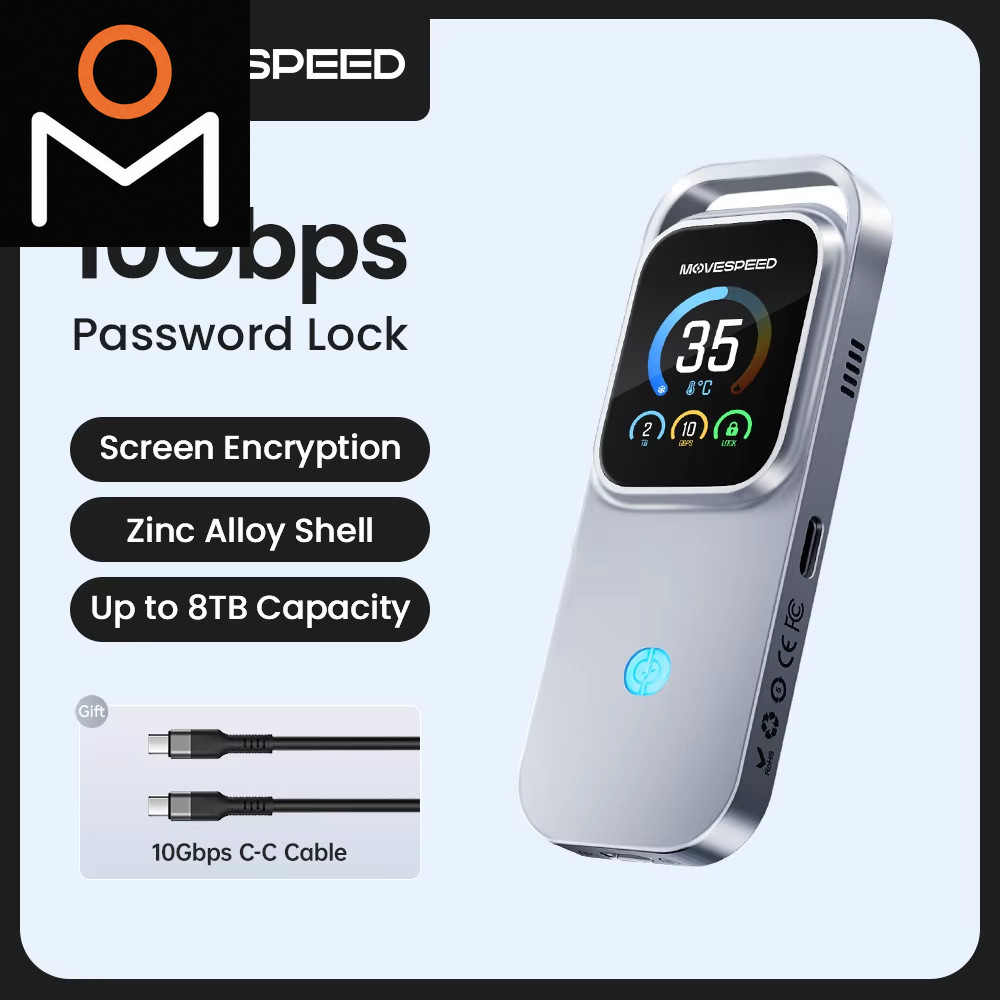 MOVESPEED AC10 10Gbps M.2 Nvme Pcie Ssd Enclosure USB-C 3.2 Turbo Box Smart Touchscreen
