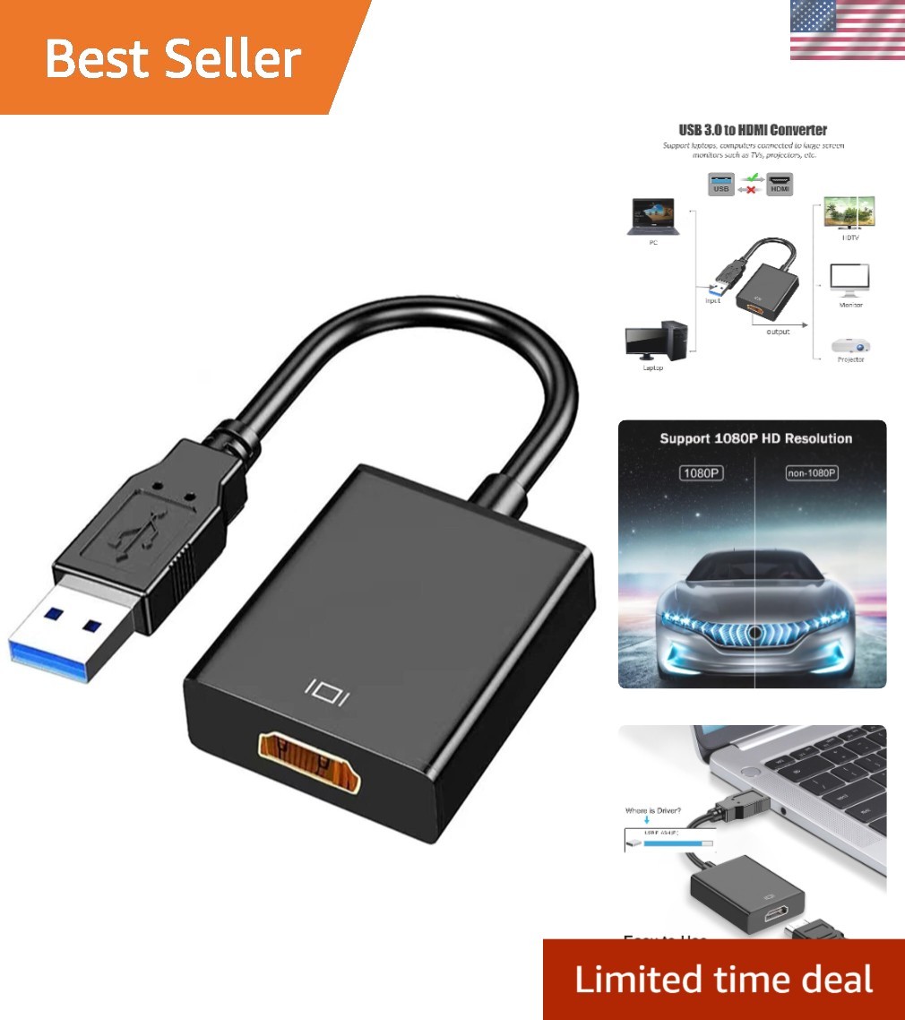 USB 3.0 to 1080P HDMI Adapter - Plug and Play Video Converter for Projectors