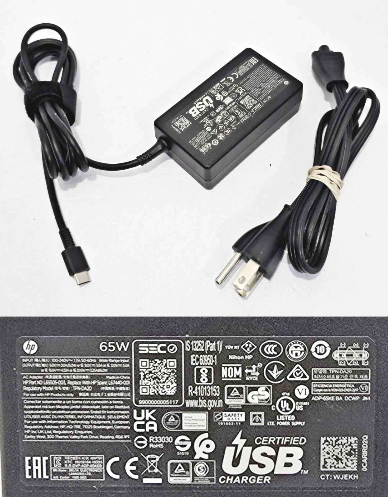 Original OEM HP 65W AC Adapter Power Supply TPN-DA20 20V 15V 9V 5V USB -C
