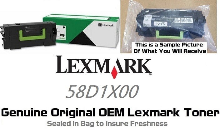 Mostly New Genuine Lexmark 58D1X00 Toner Cartridge -85% Toner Remaining - TESTED
