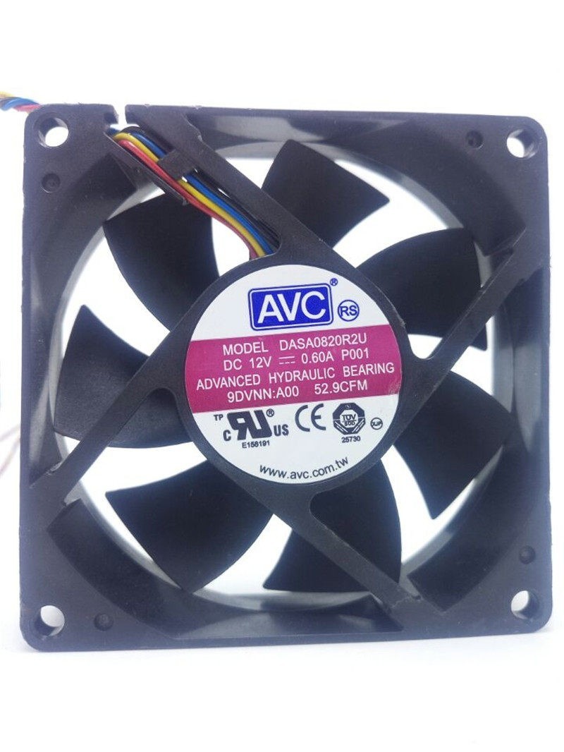 1PCS AVC DL08025R12U 8025 12V 0.5A 4-pin CPU Chassis PWM Speed-Controlled Fan