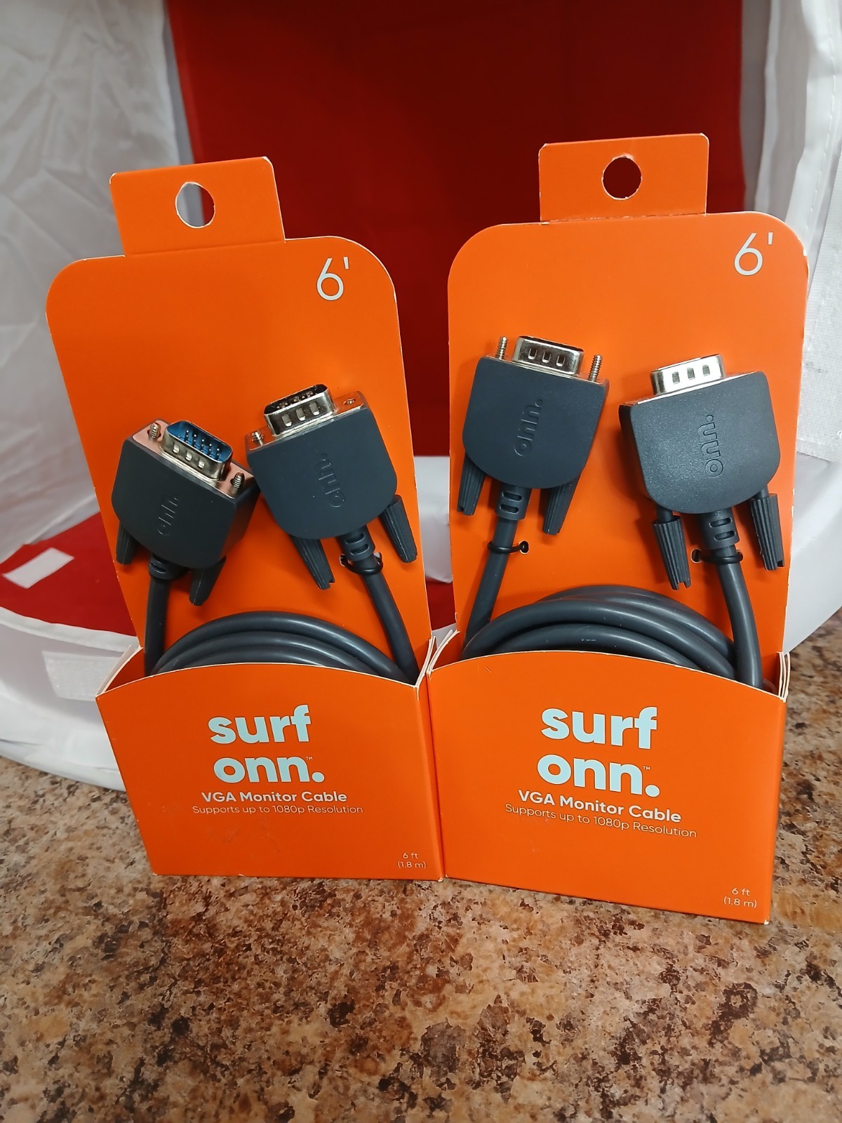 Surf Onn Vga Monitor Cable 6ft Lot Of 2