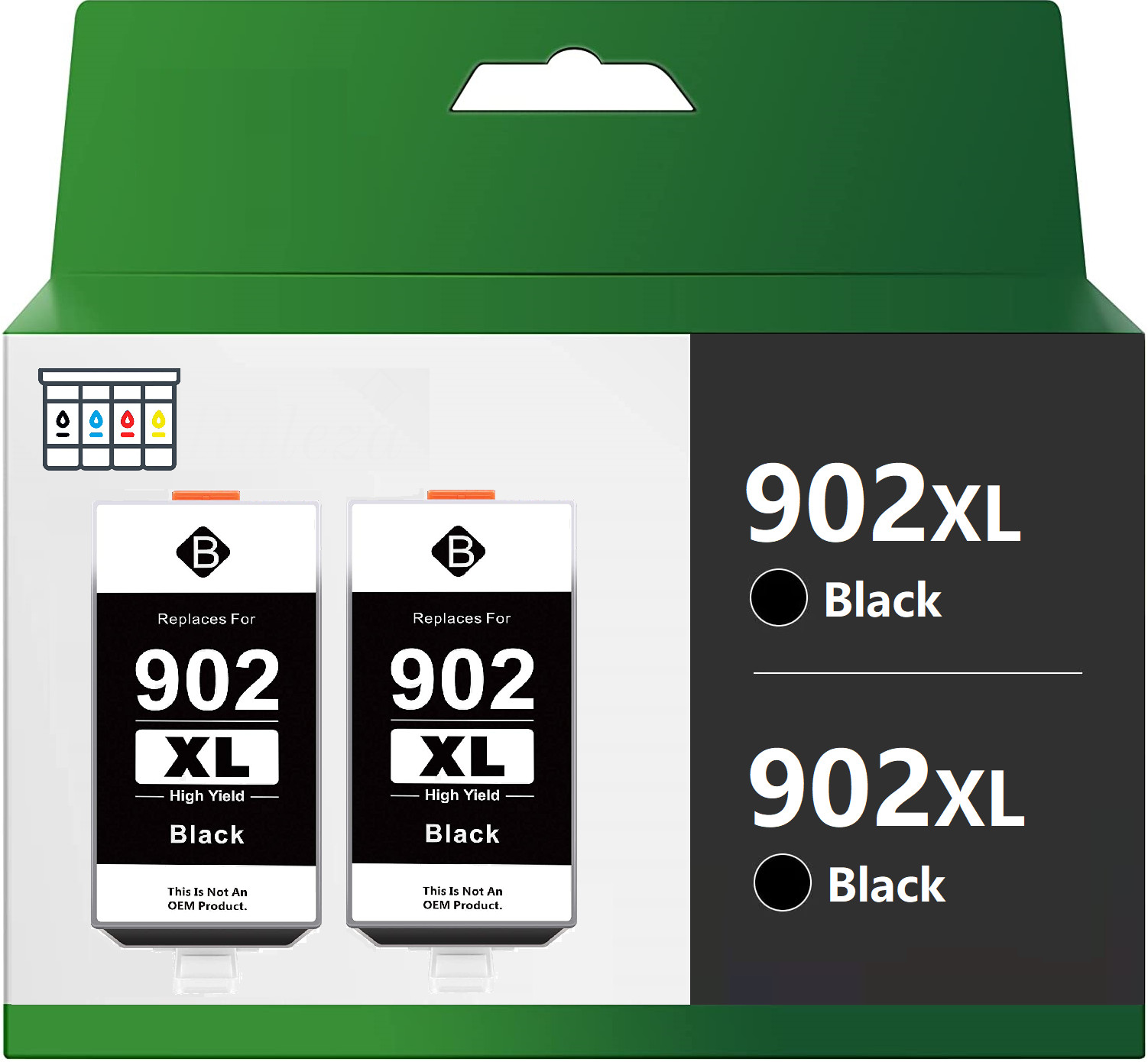 2pk 902XL Black Ink Cartridges for HP 902 Officejet Pro 6960 6968 6970 6975 6978