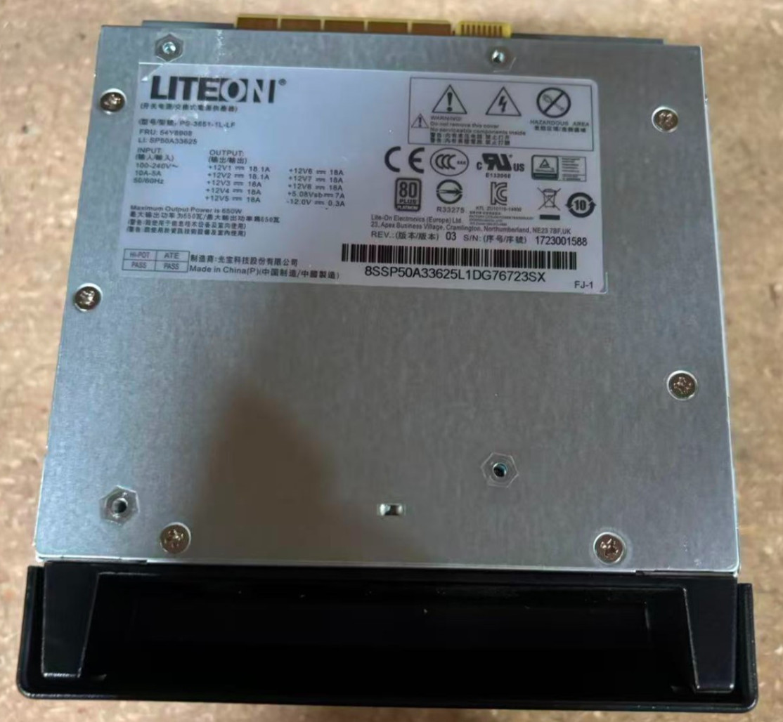 Lite-On 650W Power Supply PS-3651-1L-LF 54Y8908 for Lenovo P500 P510 P700 P710