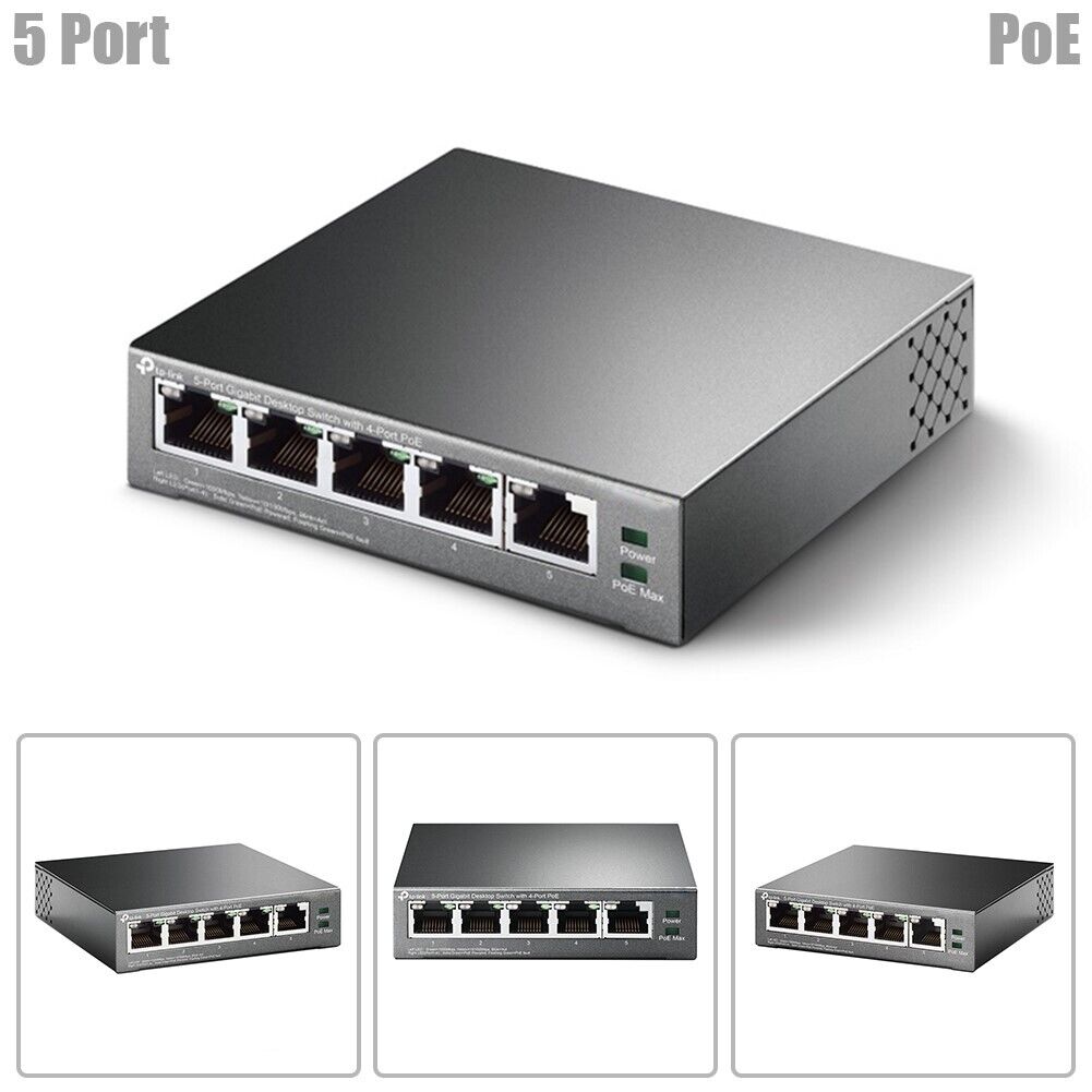 5-Port 10/100/1000Mbps Gigabit Network Ethernet Desktop Switch POE PC Laptop