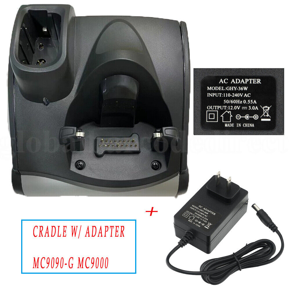 2x CRD9000-1000 Charging base +Adapter For Symbol MC9060-G MC9090-S/G MC9094-K/S