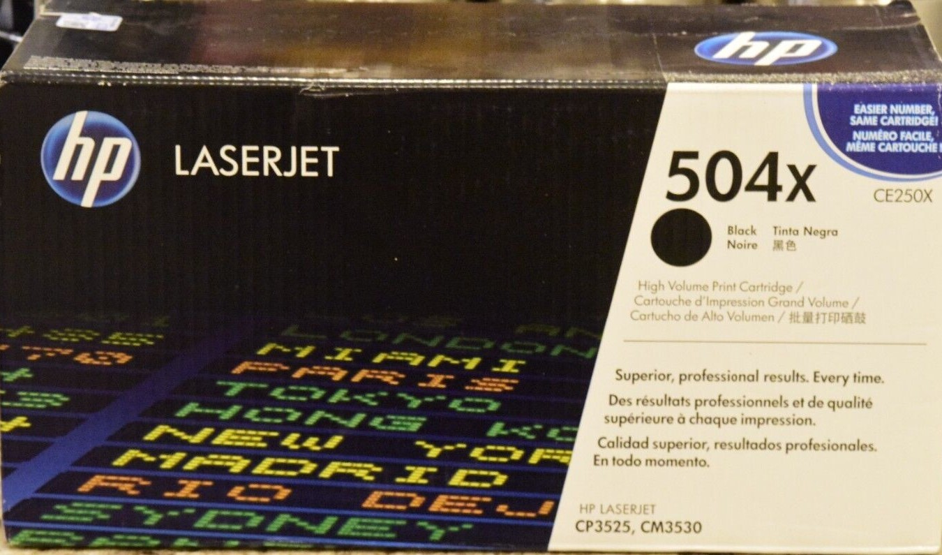 Genuine OEM HP 504X Black LaserJet Toner Cartridge CE250X in original sealed box