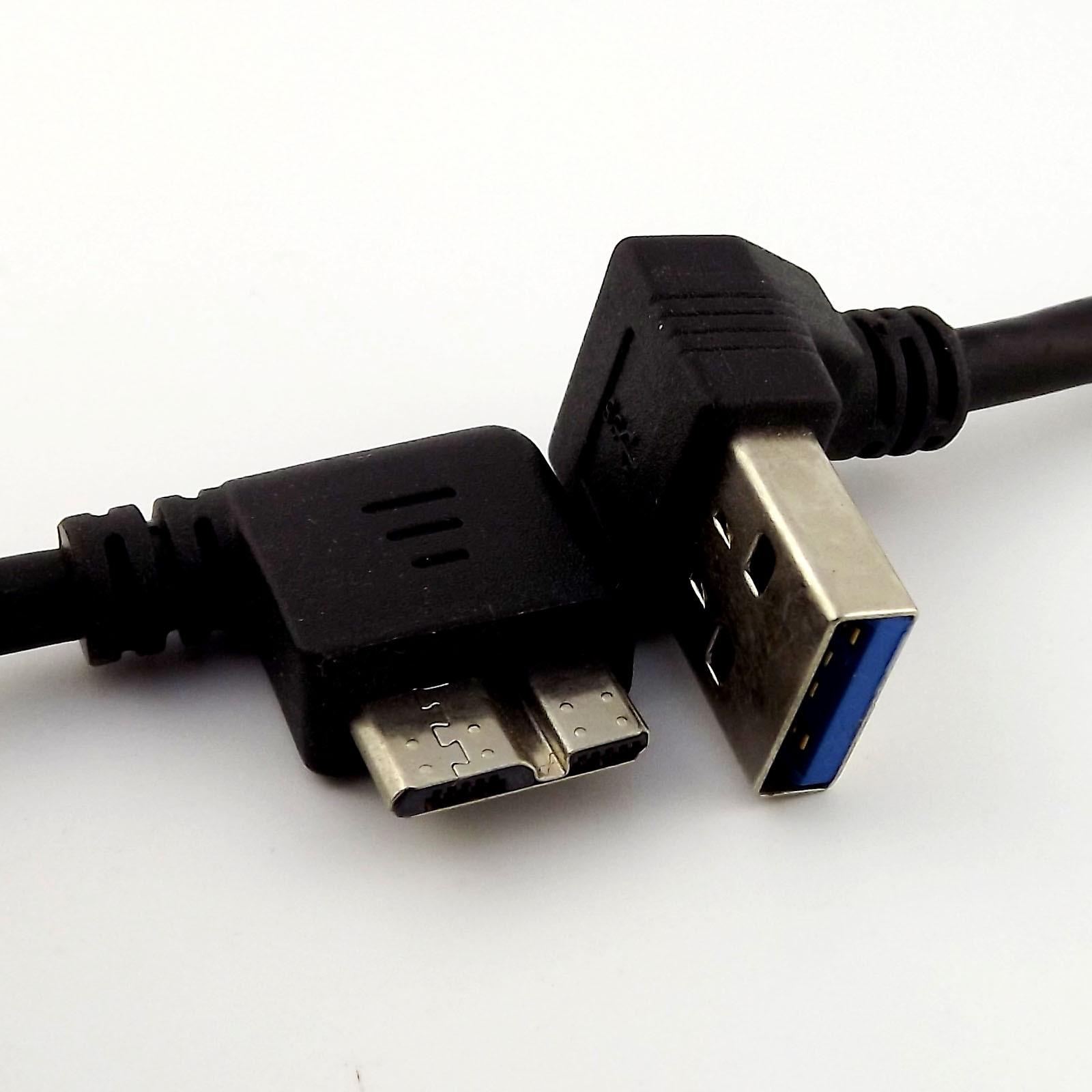 Micro USB 3.0 Type B Male Left Angle to Down 90° Angle A Male Data Adapter Cable