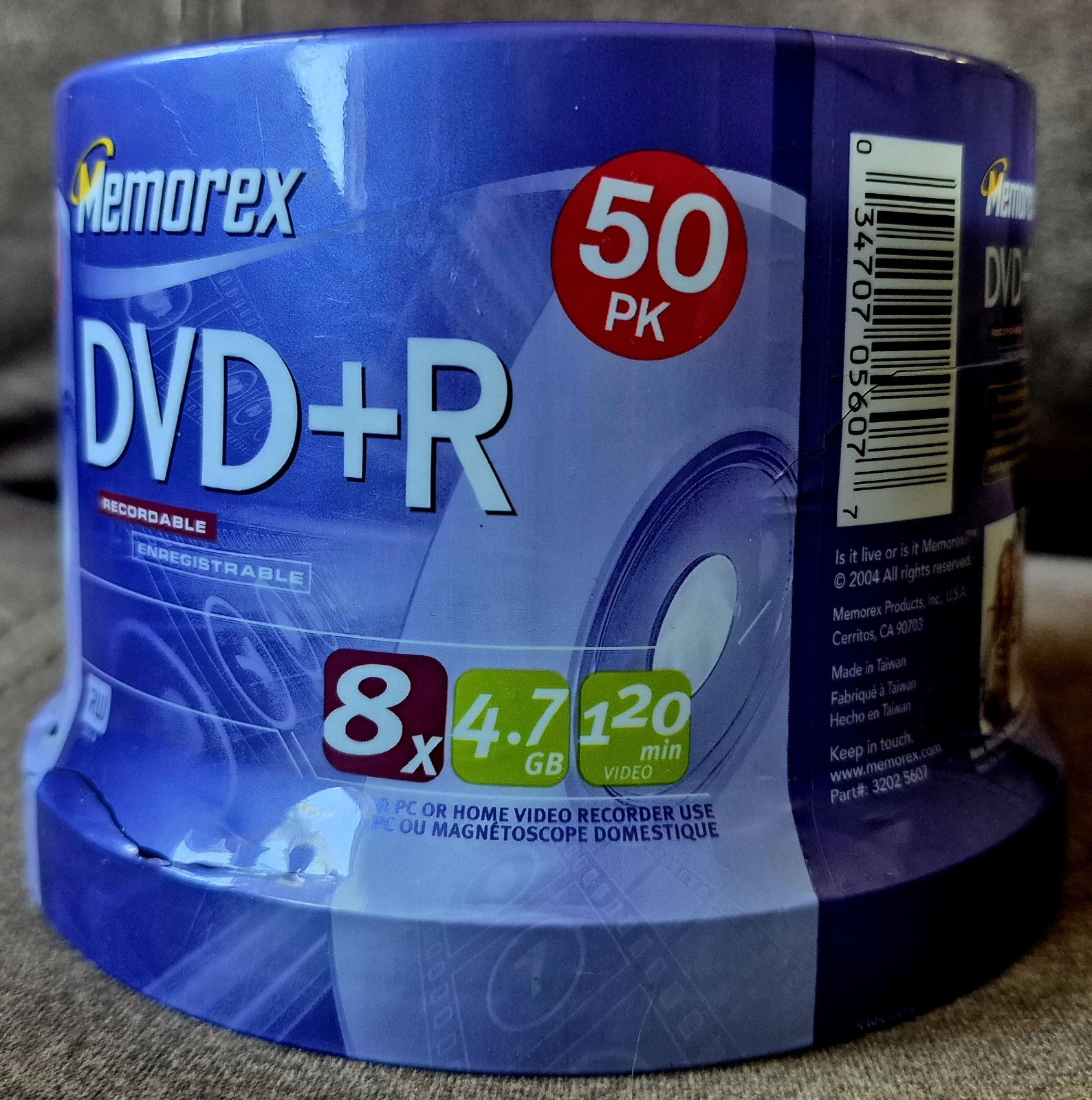 Memorex DVD+R 8X, 4.7 GB, 120 Minutes 50 Disc Spindle NEW