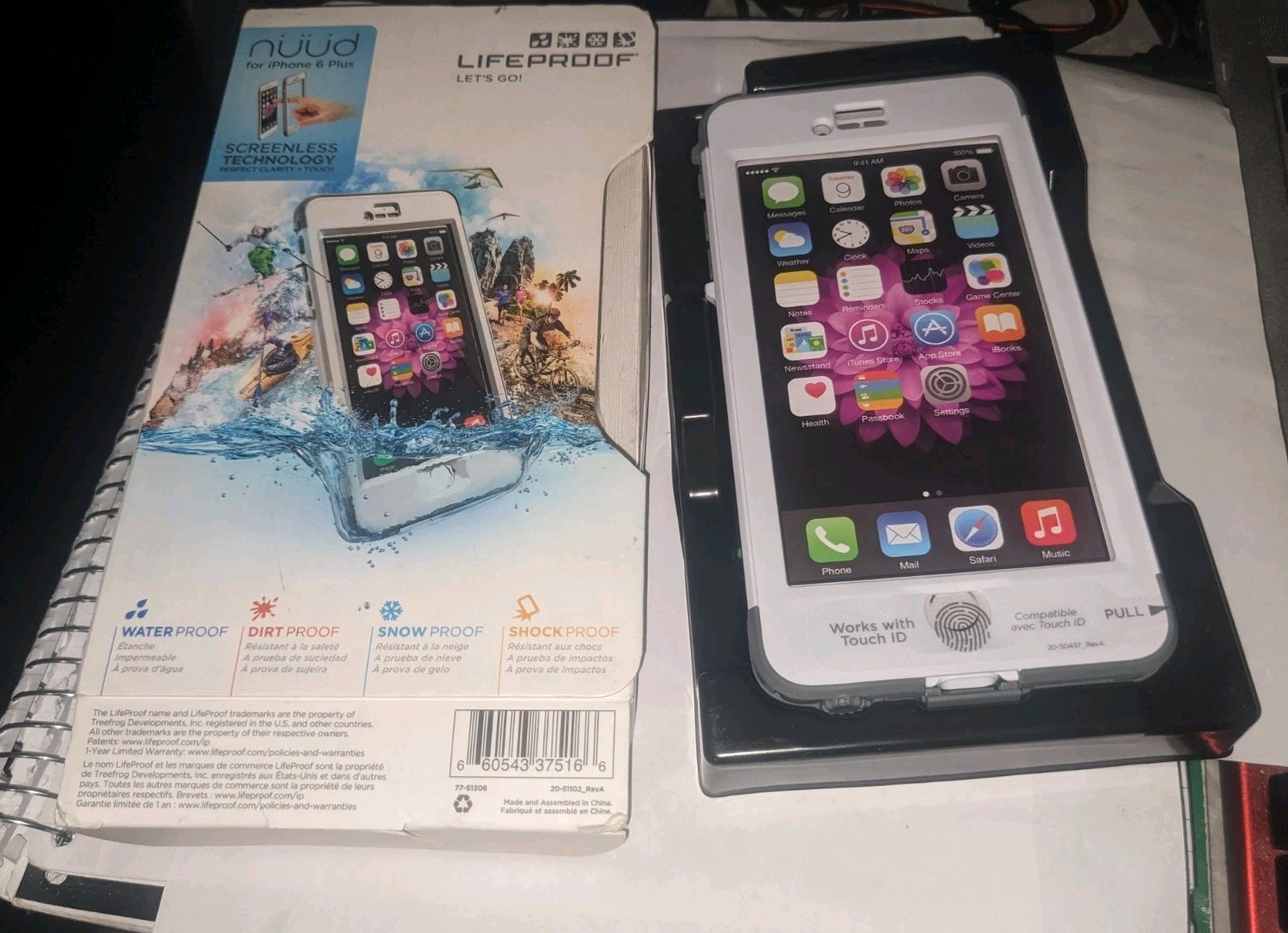 GENUINE Lifeproof  NUUD Waterproof Case for iPhone 6 Plus White/Gray NEW/SEALED