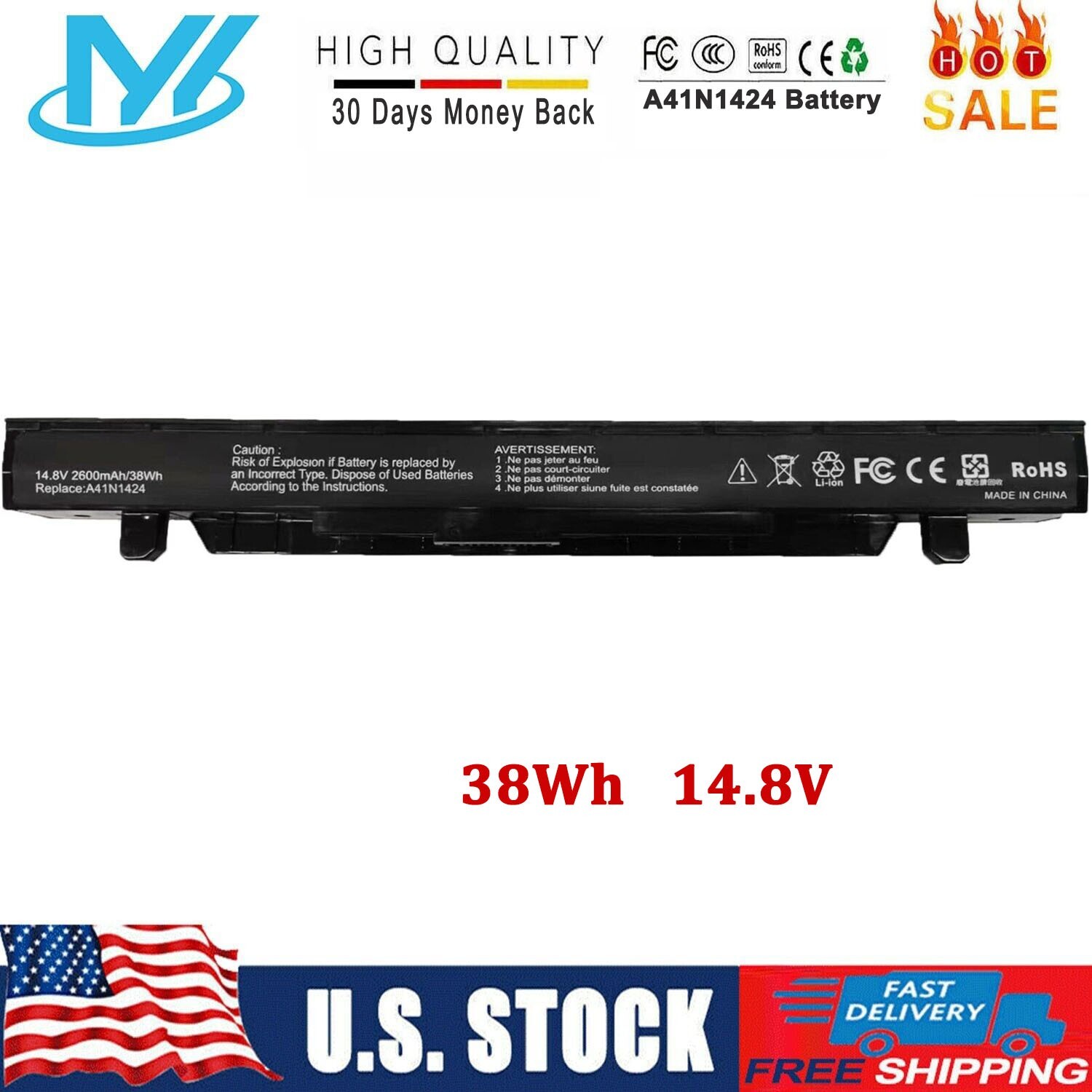 A41N1424 Battery for ASUS GL552 GL552JW GL552JX GL552V GL552VW ZX50 ZX50V Laptop