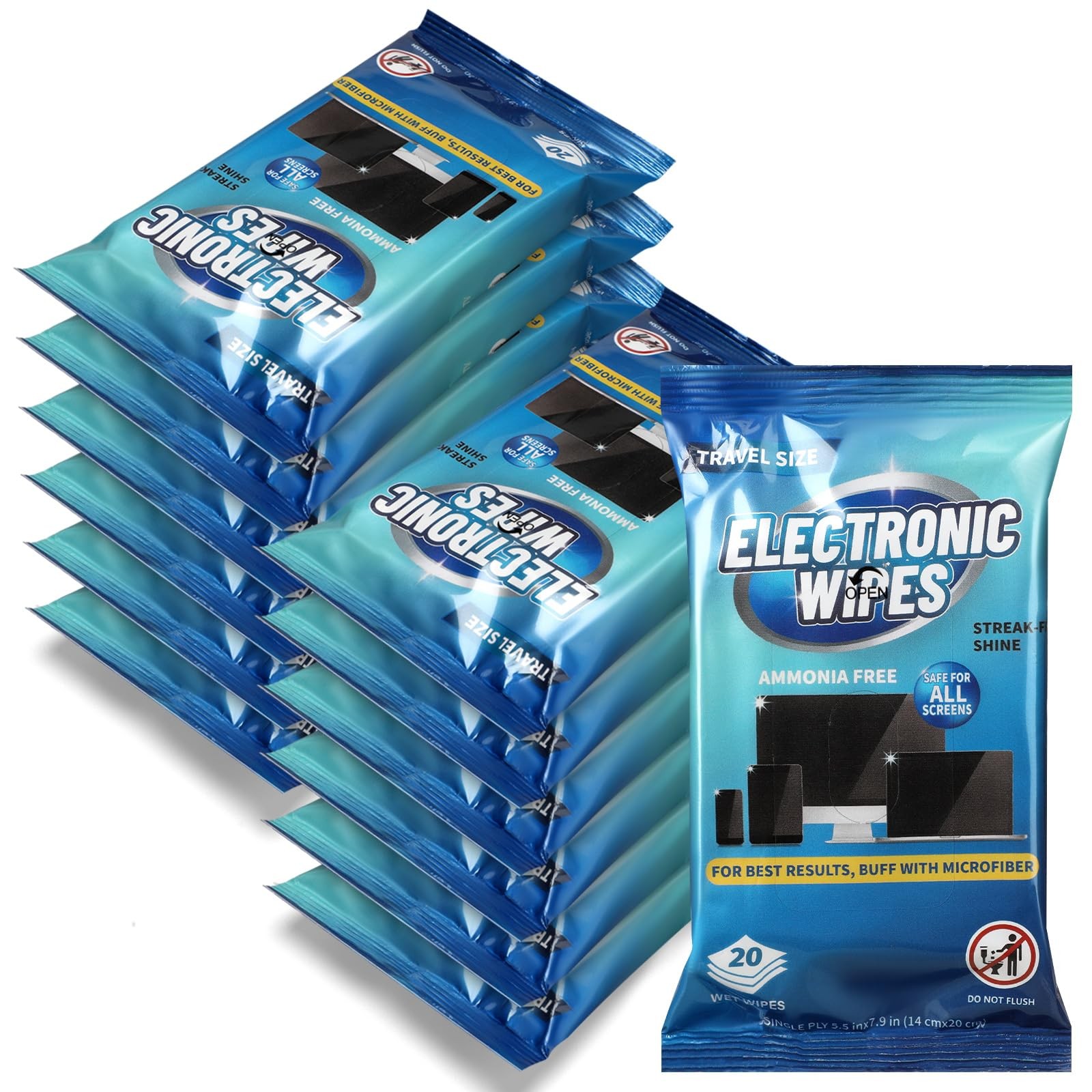 240 Wipes/12 Pack Electronic Cleaning Wipes, Pre-Moistened Screen Wipes