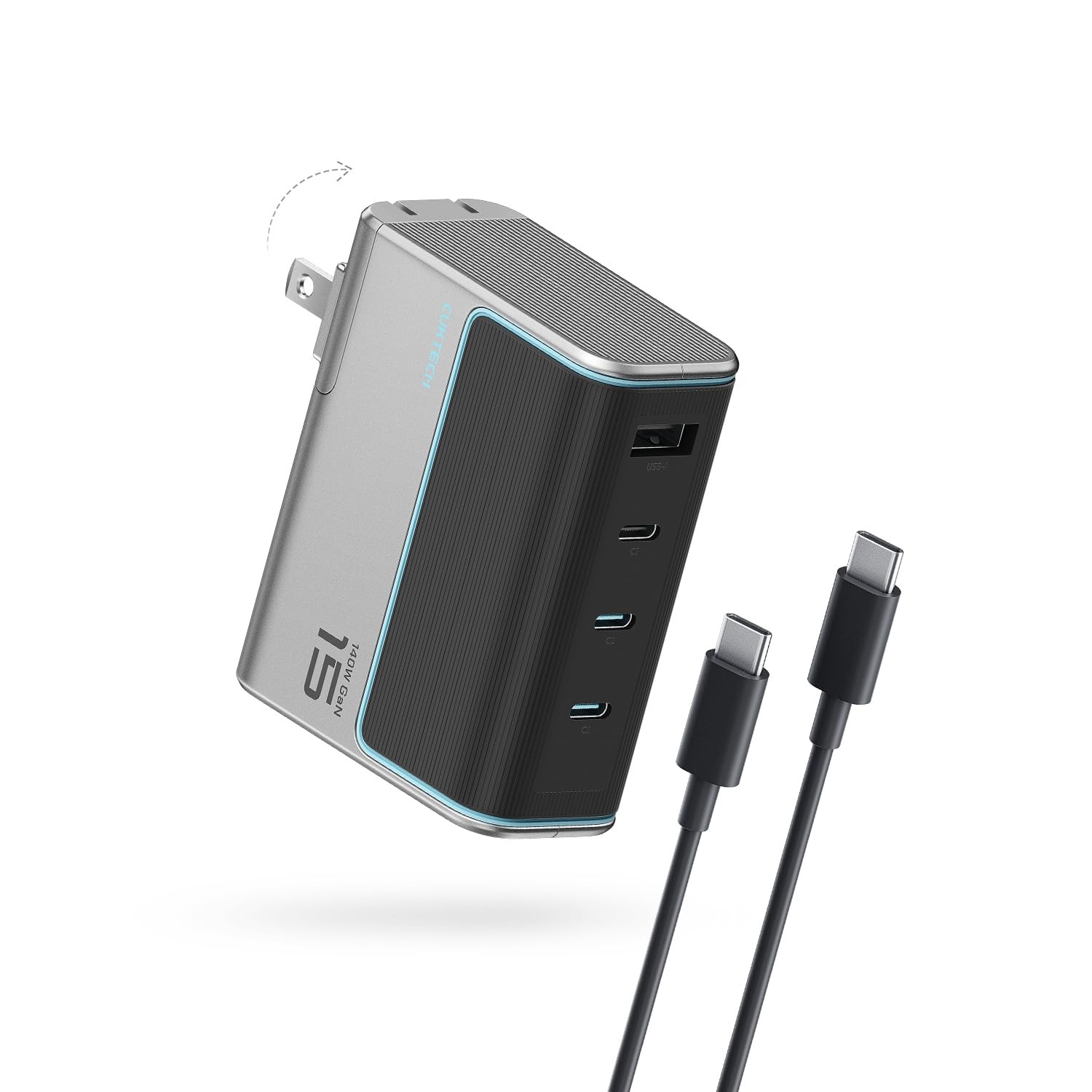 CUKTECH 15 140W 4-Port GaN USB C Charger PD3.1 Foldable Wall Adapter
