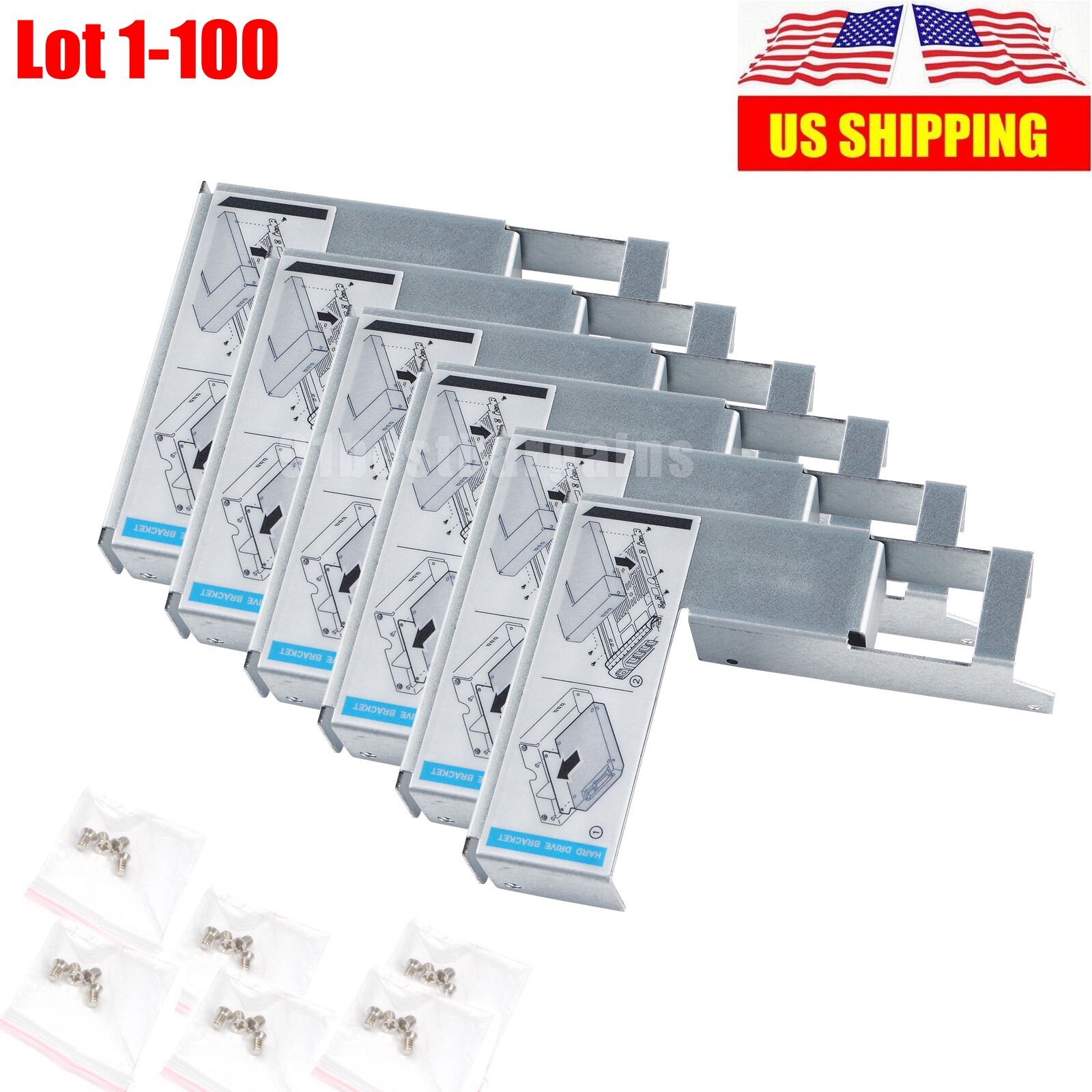Lot 9W8C4 2.5" to 3.5" Adapter for Dell F238F/KG1CH/X7K8W/651314-001 Tray Caddy