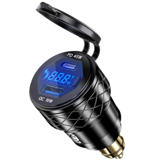Din Hella Plug to USB Charger Adapter for 12V-24V BMW Triumph Tiger Ducati Black