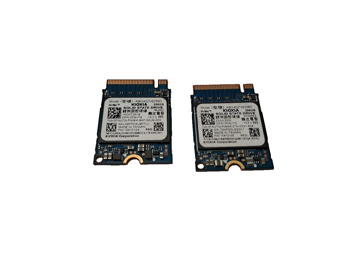 Lot of 2 Kioxia KBG40ZNS256G 256GB NVMe M.2 2230 Internal SSD Blue Solid State