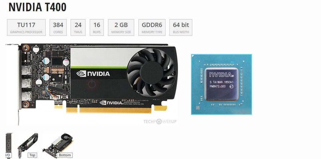 ⚠️AS IS⚠️NO VIDEO⚠️NVIDIA T400 2GB GDDR6 Graphics Card⚠️HP