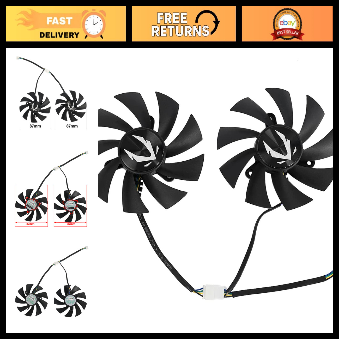 87mm Graphics Card Fan for GTX 1660 Ti, RTX 2060, 2070 Super - Mini/Twin Cooling