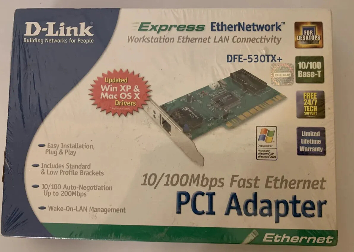 New D-Link DFE 530TX+ Fast Ethernet 10/100MBPS Adapter NEW in factory box