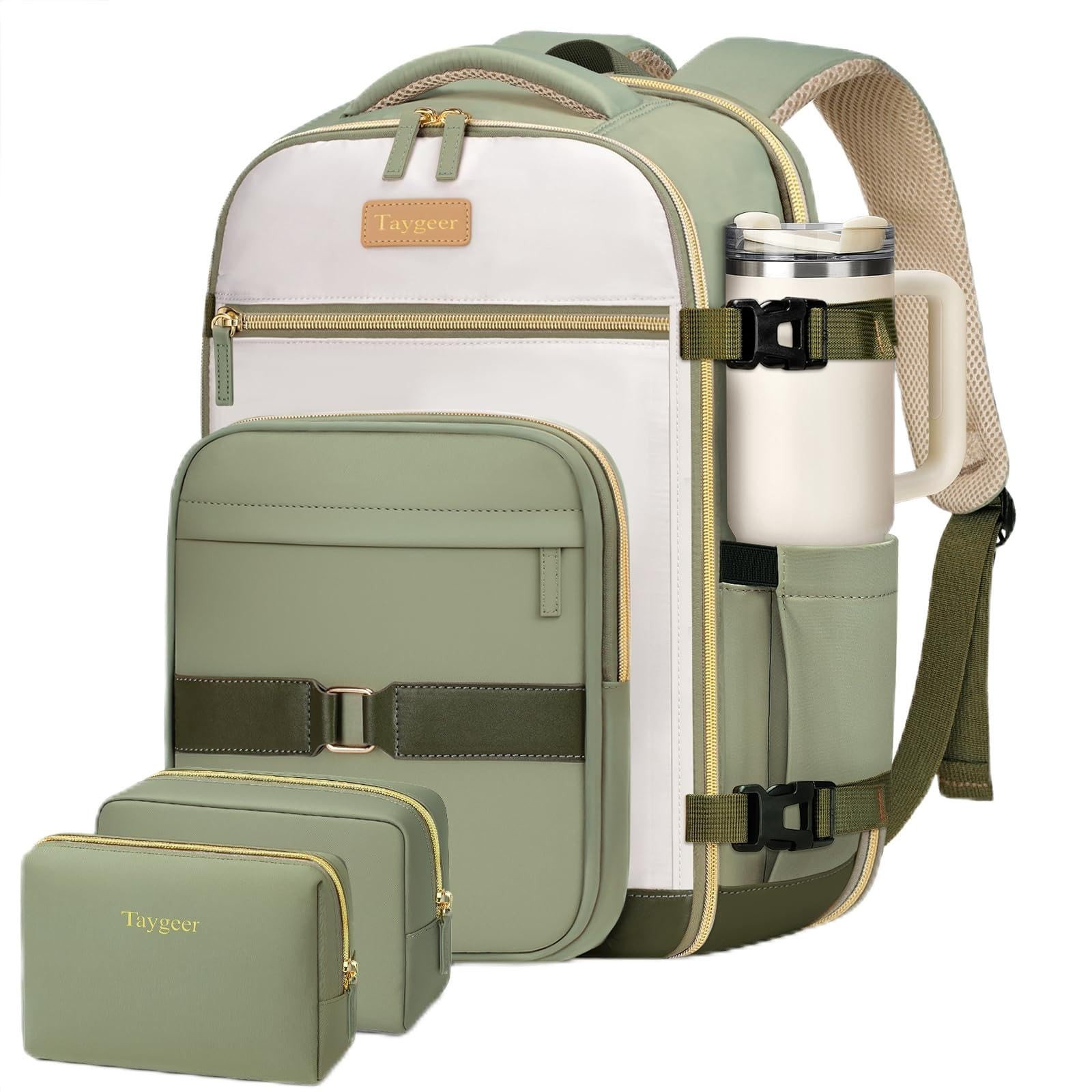 Taygeer Personal Item Backpack for Airlines, 35L Travel Carry on Large, Green