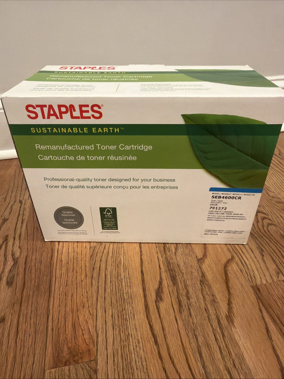 Sustainable Earth By Staples CYAN SEB4600CR, 791272, HP C9721A Compatible