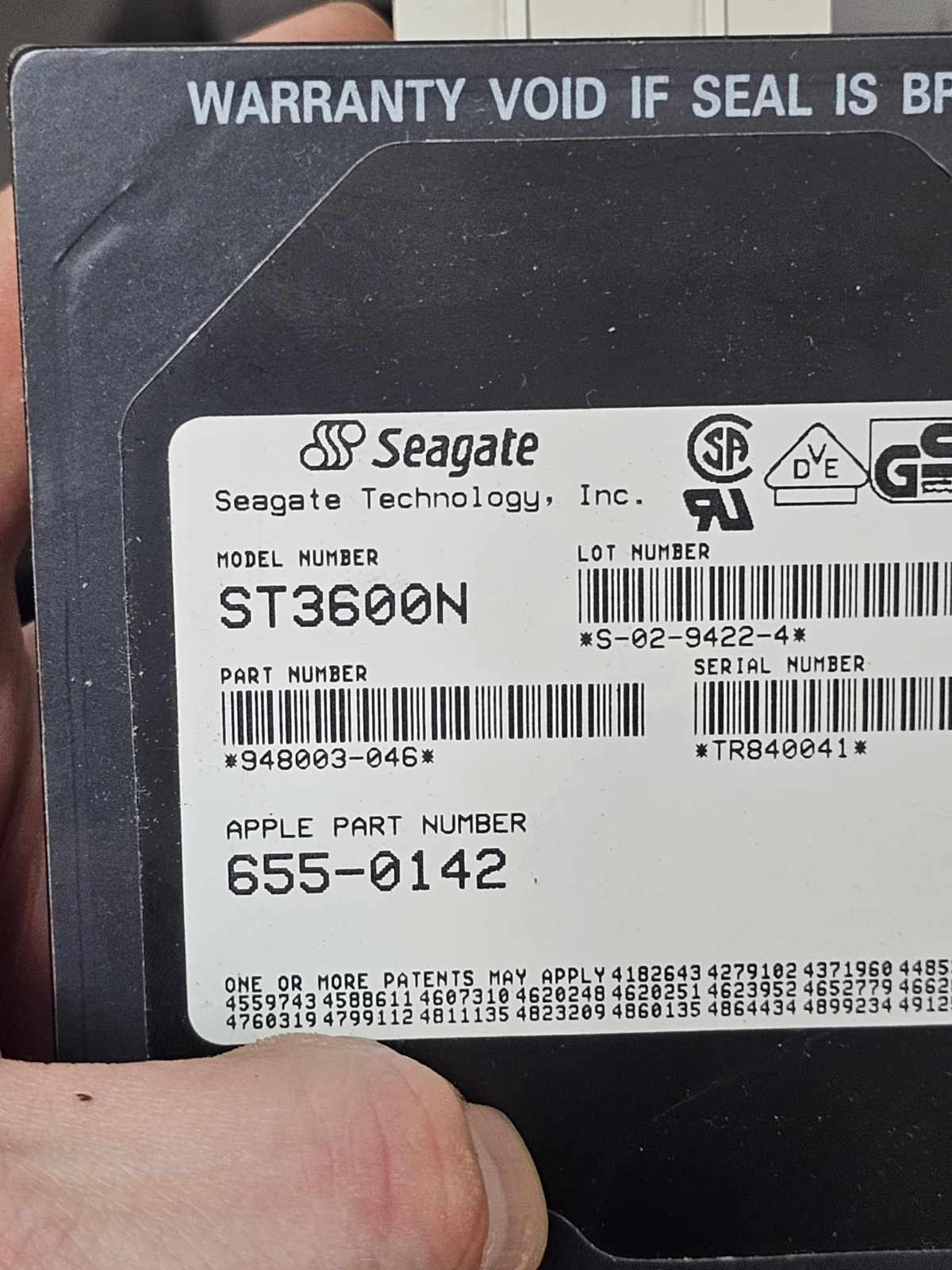 Retro Apple Vintage Seagate ST3600N 3.5" SCSI Hard Drive 655-0142 / S-02-9422-4