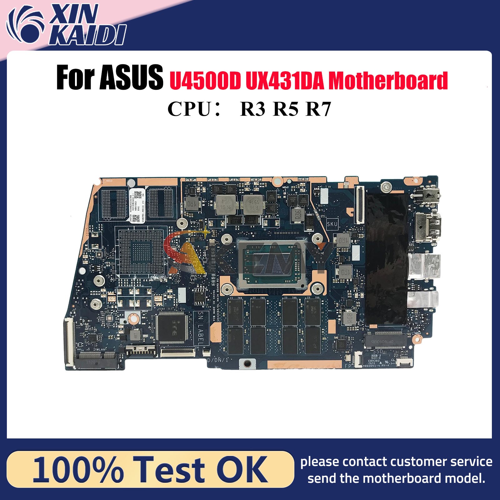 UX431DA Laptop Motherboard For ASUS U4500D UX431D Mainboard W/ R3 R5 R7 CPU