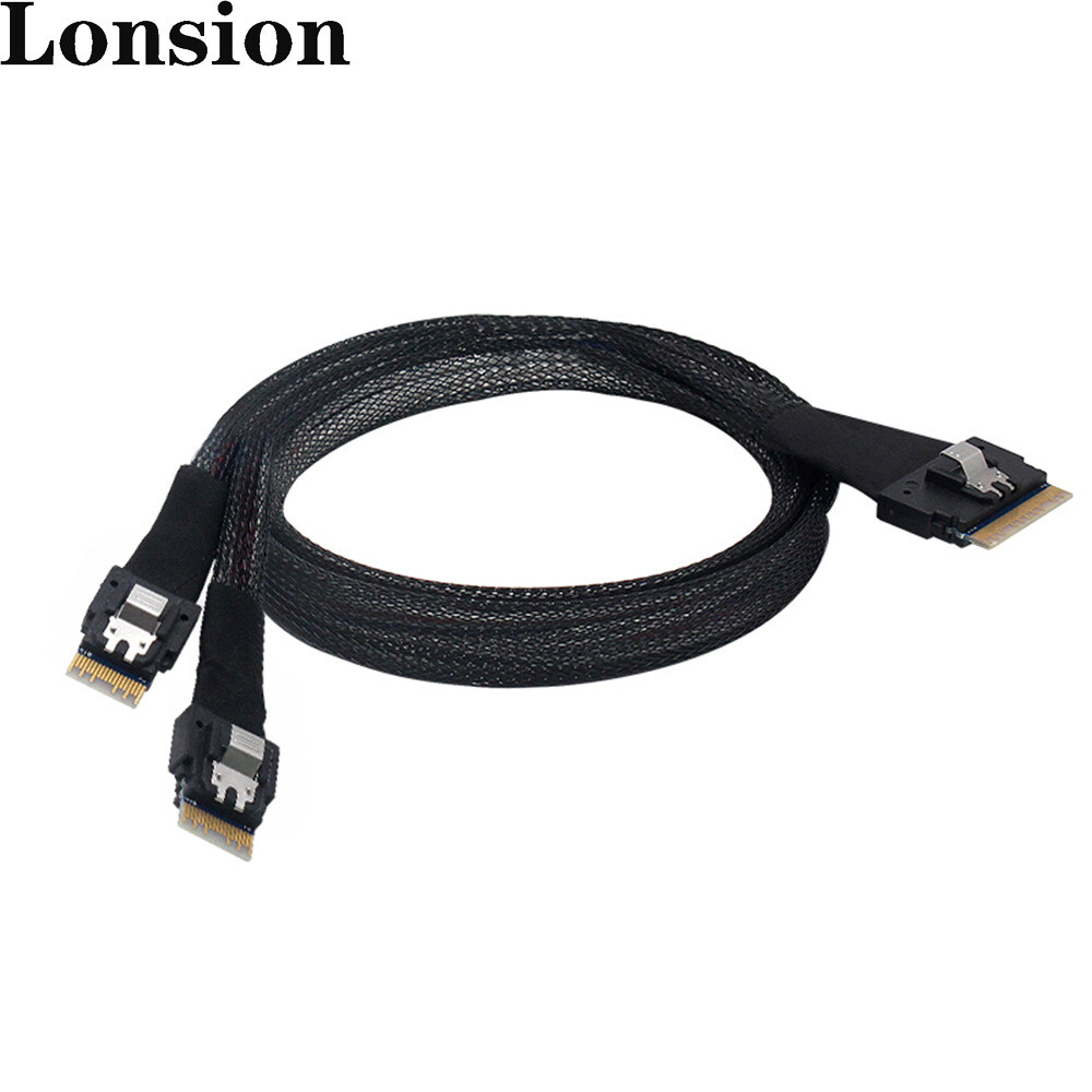 Slimline SAS SFF-8654 8I to 2 Ports SFF-8654 4I server connection cable