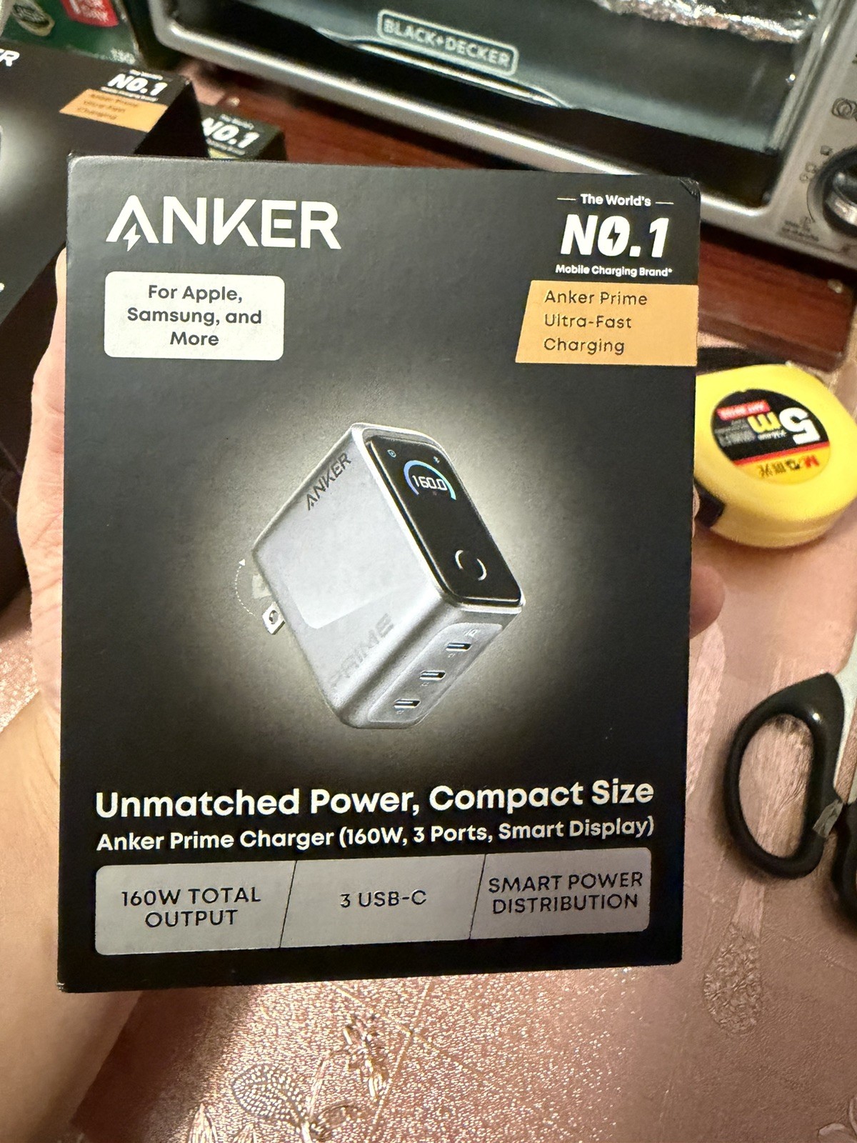 Anker Prime Charger 160W 3-Port Smart Display USB C New Sealed
