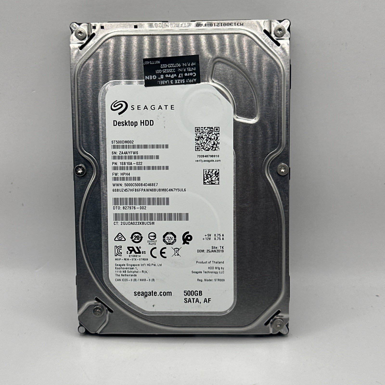Seagate HDD 500GB 3.5 SATA 6G ST500DM002 1SB10A-023 HP 827976-003 Desktop HDD