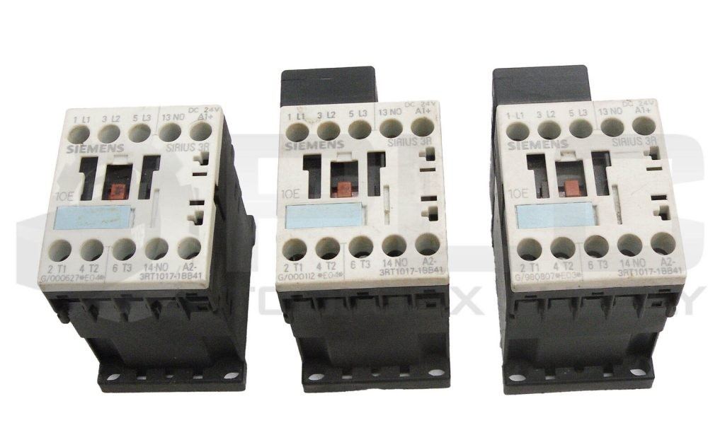 LOT OF 3 SIEMENS 3RT1017-1BB41 CONTACTOR 24VDC 600VAC 20A