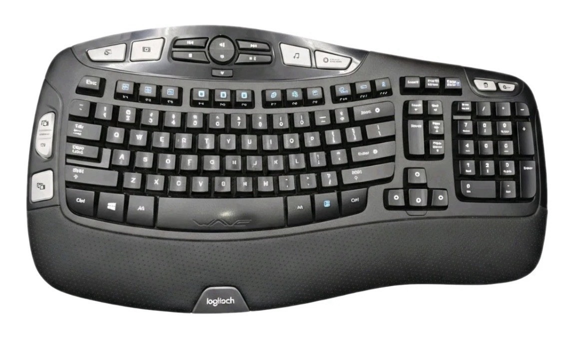 New Logitech K350 Wireless Comfort Wave Ergonomic Keyboard + Dongle - Box Damage