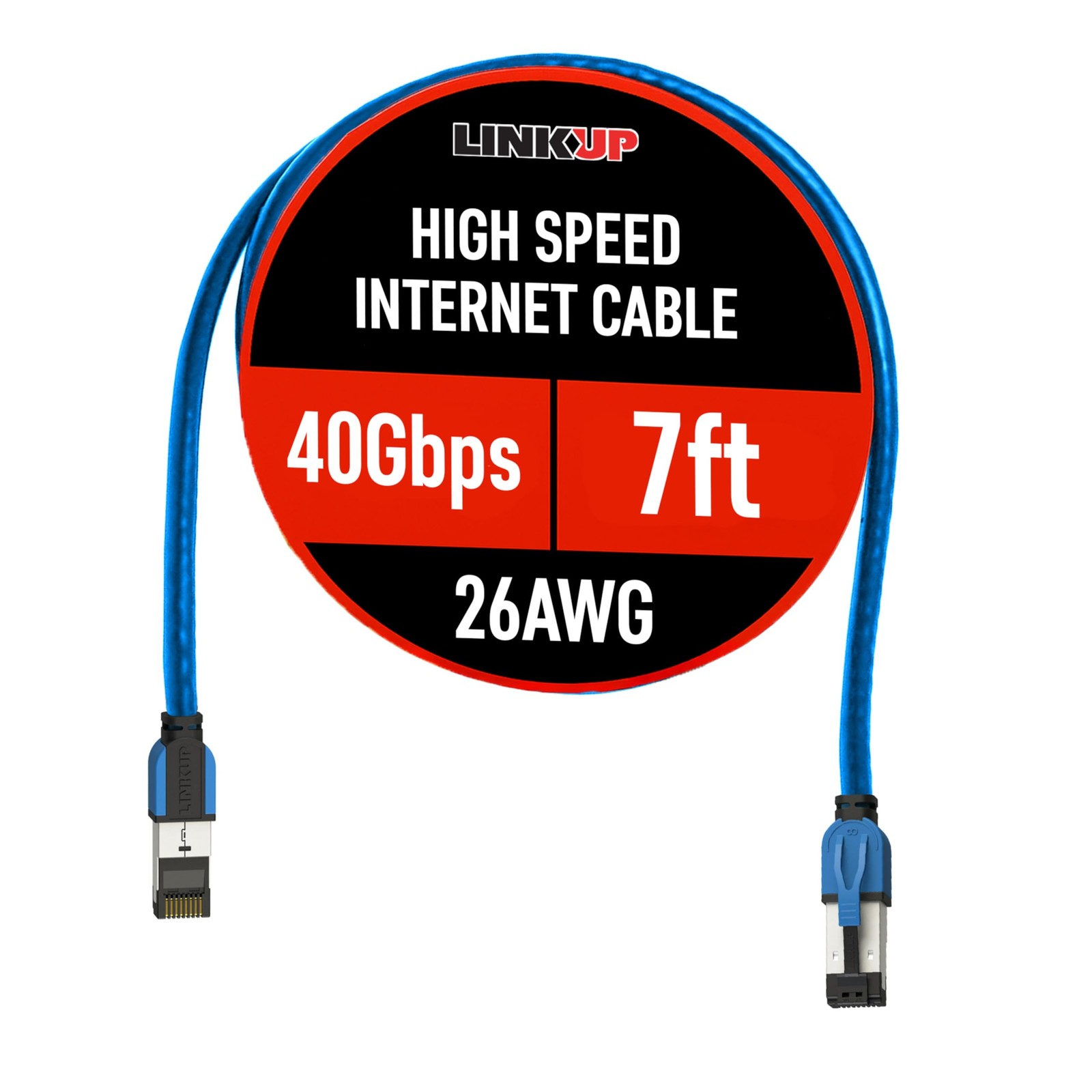 LINKUP Cat 8 Ethernet Cable | Long Internet Cord | High Speed LAN 7ft, Blue 