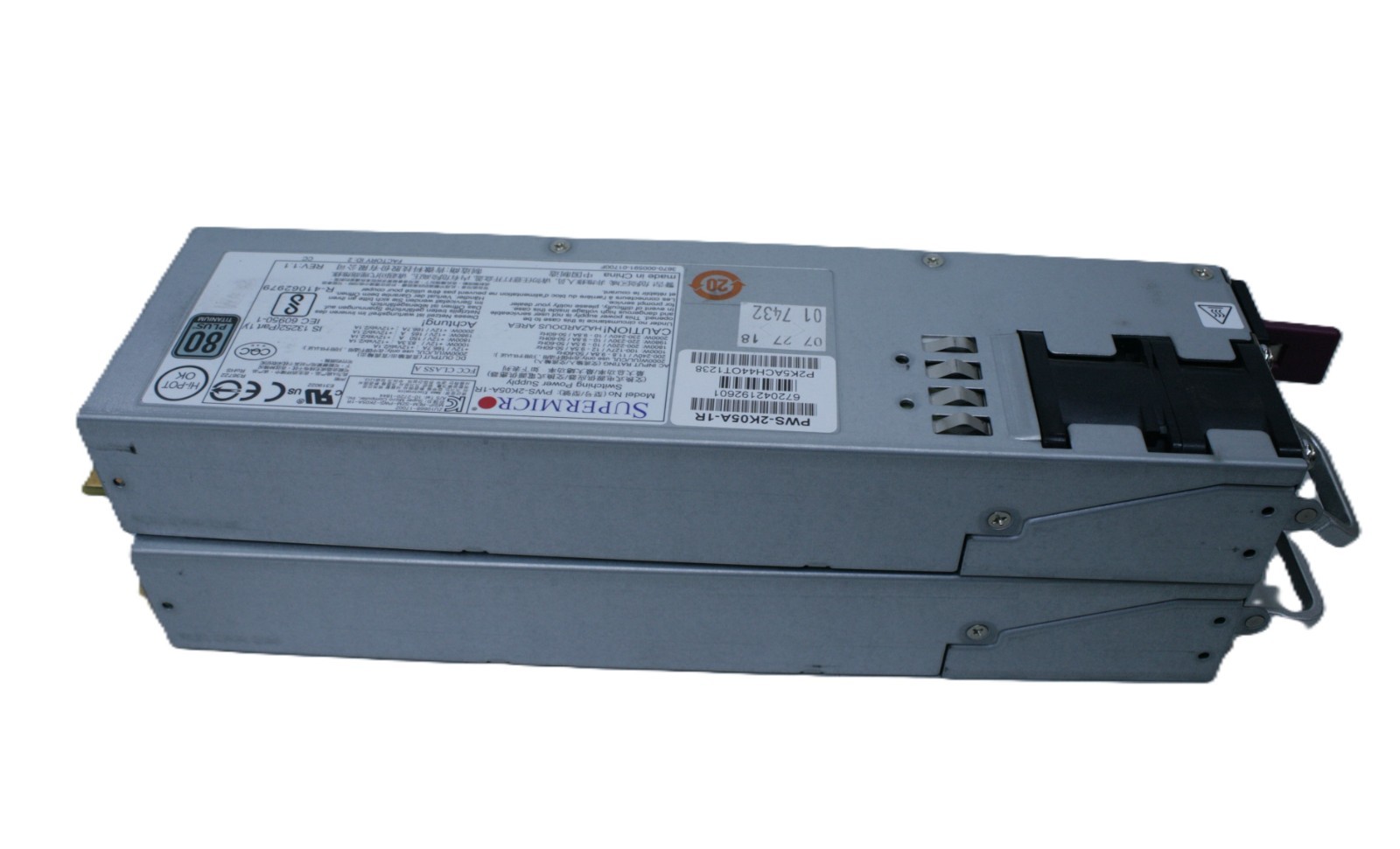 LOT OF 2 SUPERMICRO PWS-2K05A-1R POWER SUPPLY                            (T7-B3)