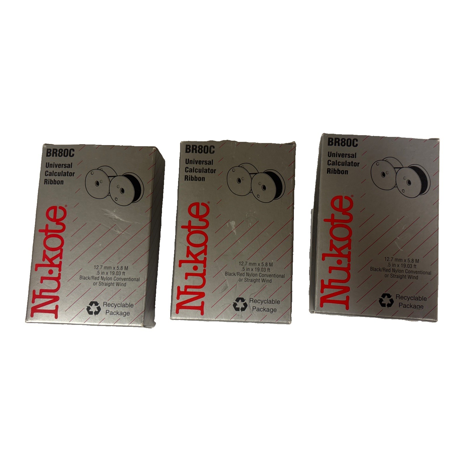Nu-Kote Universal Calculator Ribbon BR80C three Packs Black Red nylon tape NEW
