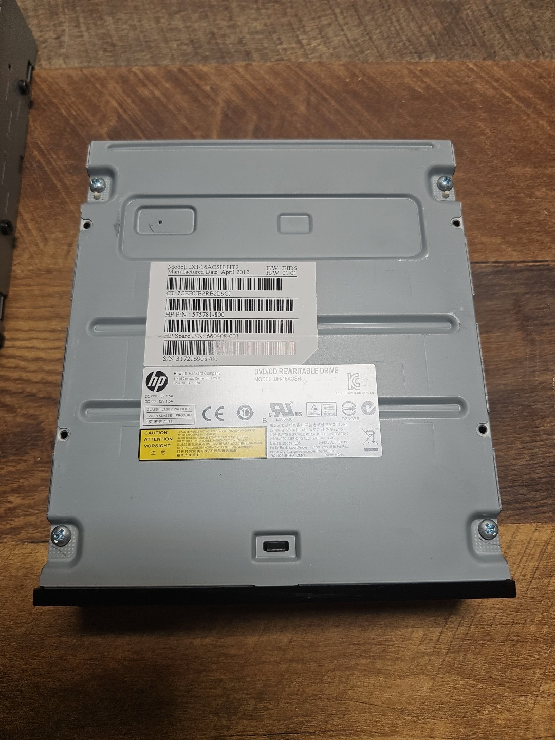 HP DH-16ACSH-HT2 DVD/CD Rewritable Drive 575781-800 660408-001 - Black Bezel