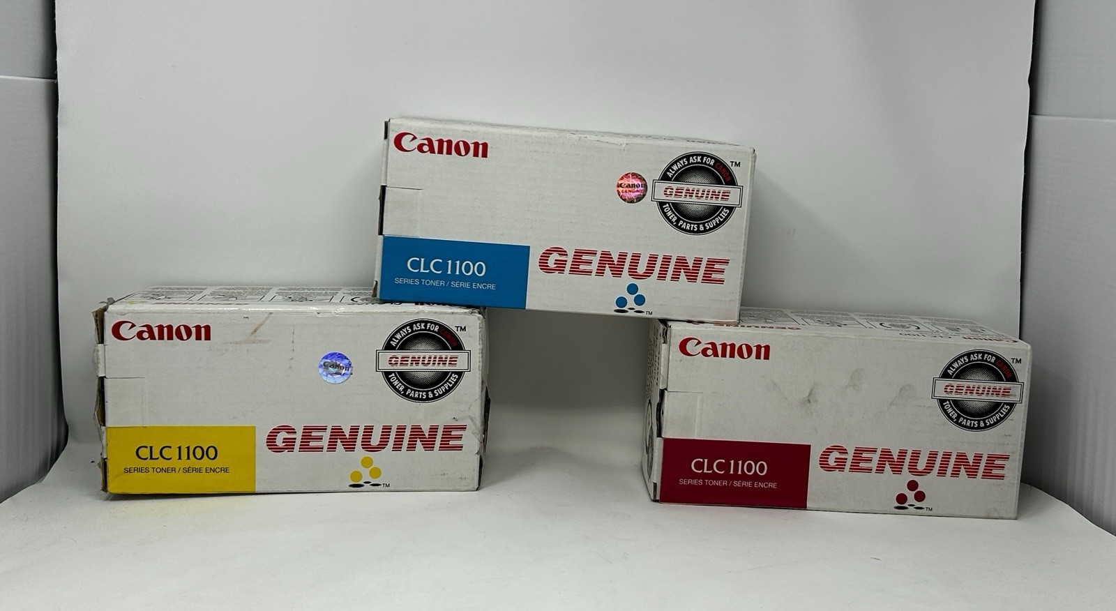 Lot of 3 Genuine Canon CLC 1100 Series Toner Cyan Magenta Yellow OEM NOS