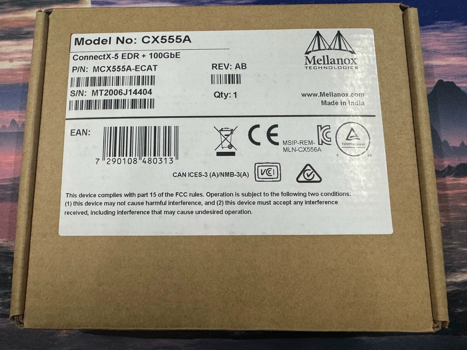 NEW NVIDIA Mellanox MCX555A-ECAT ConnectX-5 VPI EDR/100GbE QSFP28 MCX555A Card