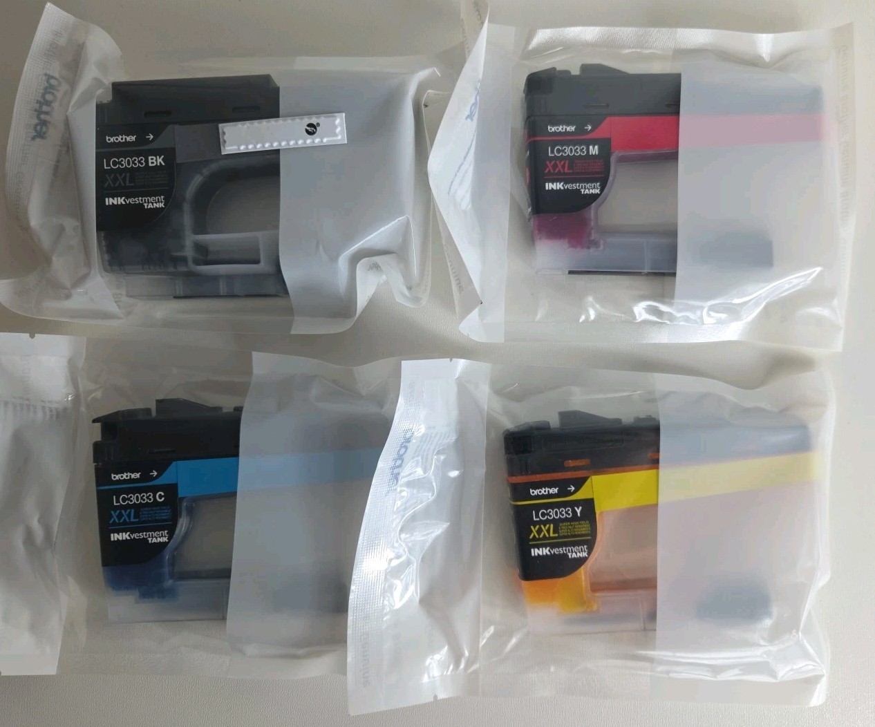 NEW OEM - BROTHER LC30334PKS XXL 4-PACK INK LC3033 Black Cyan Magenta Yellow